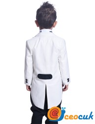 Beyaz Renk Kuyruklu Çocuk Frak Takım Elbise - Thumbnail