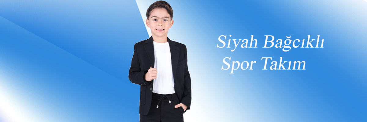 ceocuk - Beyaz Tişort Jogger Bağcıklı Pantolon Siyah Çocuk Takım Elbise