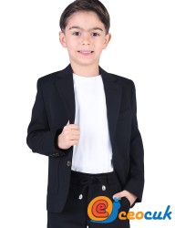 Beyaz Tişort Jogger Bağcıklı Pantolon Siyah Çocuk Takım Elbise - Thumbnail