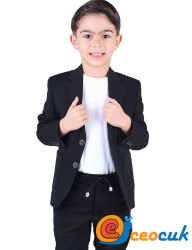 Beyaz Tişort Jogger Bağcıklı Pantolon Siyah Çocuk Takım Elbise - Thumbnail