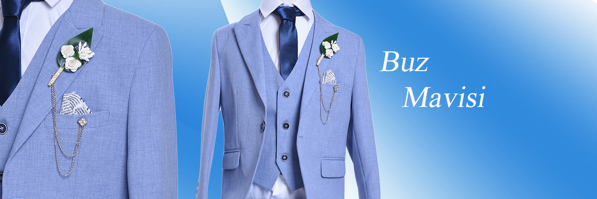 ceocuk - Buz Mavi Yelekli Çocuk Takım Elbise