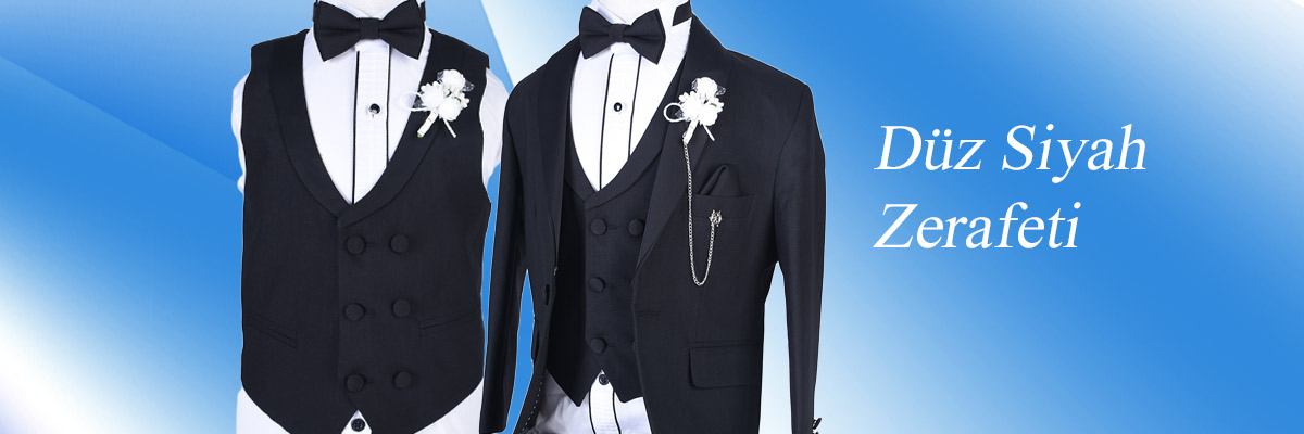 ceocuk - Düz Siyah Çocuk Smokin Takım Elbise