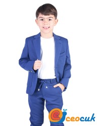 İndigo Mavi Jogger Bağcıklı Pantolon Çocuk Takım Elbise - Thumbnail