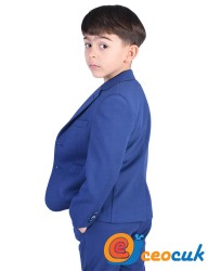 İndigo Mavi Jogger Bağcıklı Pantolon Çocuk Takım Elbise - Thumbnail