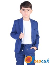 İndigo Mavi Jogger Bağcıklı Pantolon Çocuk Takım Elbise - Thumbnail