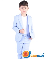 Jogger Bağcıklı Buz Mavi Pantolon Çocuk Takım Elbise - Thumbnail