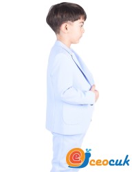 Jogger Bağcıklı Buz Mavi Pantolon Çocuk Takım Elbise - Thumbnail