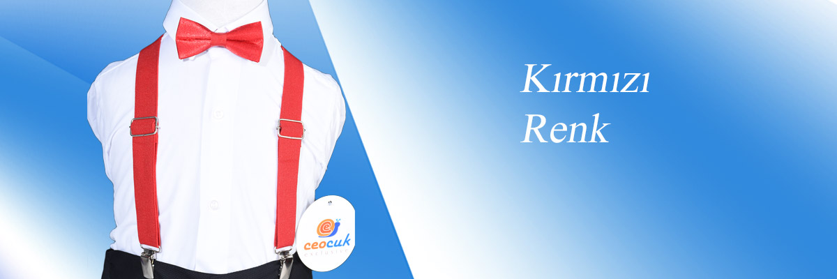 ceocuk - Kırmızı Askı Papyonlu Beyaz Gömlekli 3 Parça Set