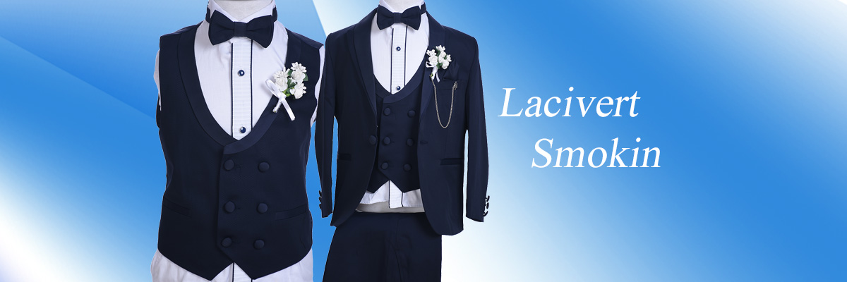 ceocuk - Lacivert Çıkma Yaka Çocuk Damatlık Takım Elbise