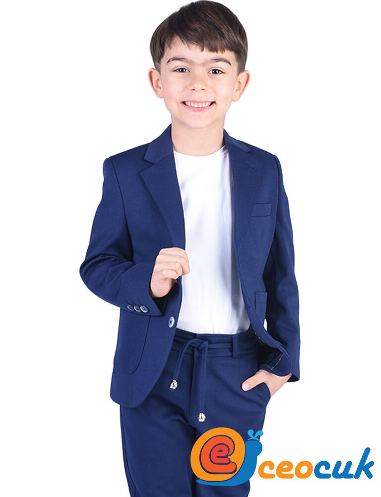 Lacivert Jogger Bağcıklı Pantolon Çocuk Takım Elbise - 2