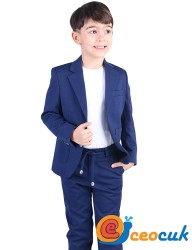 Lacivert Jogger Bağcıklı Pantolon Çocuk Takım Elbise - Thumbnail