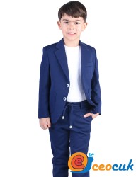 Lacivert Jogger Bağcıklı Pantolon Çocuk Takım Elbise - Thumbnail