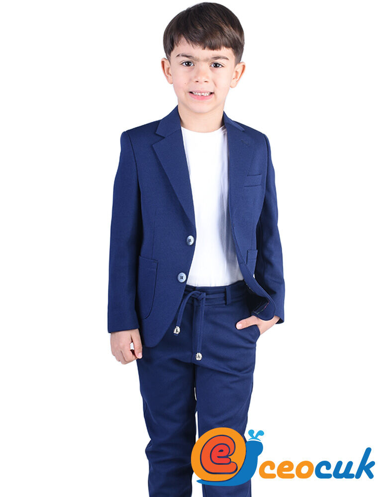Lacivert Jogger Bağcıklı Pantolon Çocuk Takım Elbise - 7