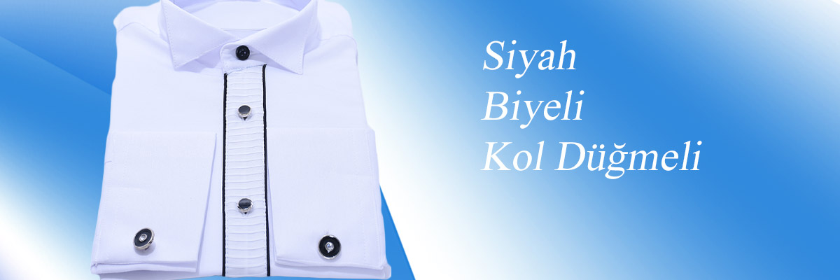  - Siyah Biyeli Kol Düğmeli Çocuk Gömlek