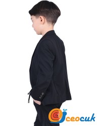 Siyah Jogger Bağcıklı Pantolon Çocuk Takım Elbise - Thumbnail