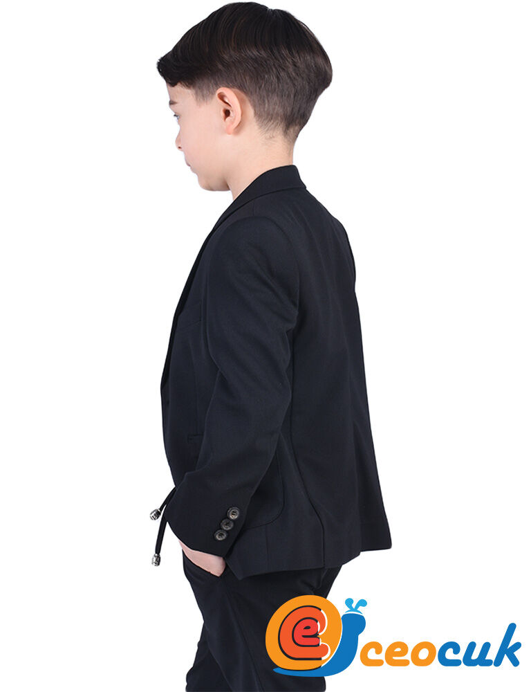 Siyah Jogger Bağcıklı Pantolon Çocuk Takım Elbise - 6