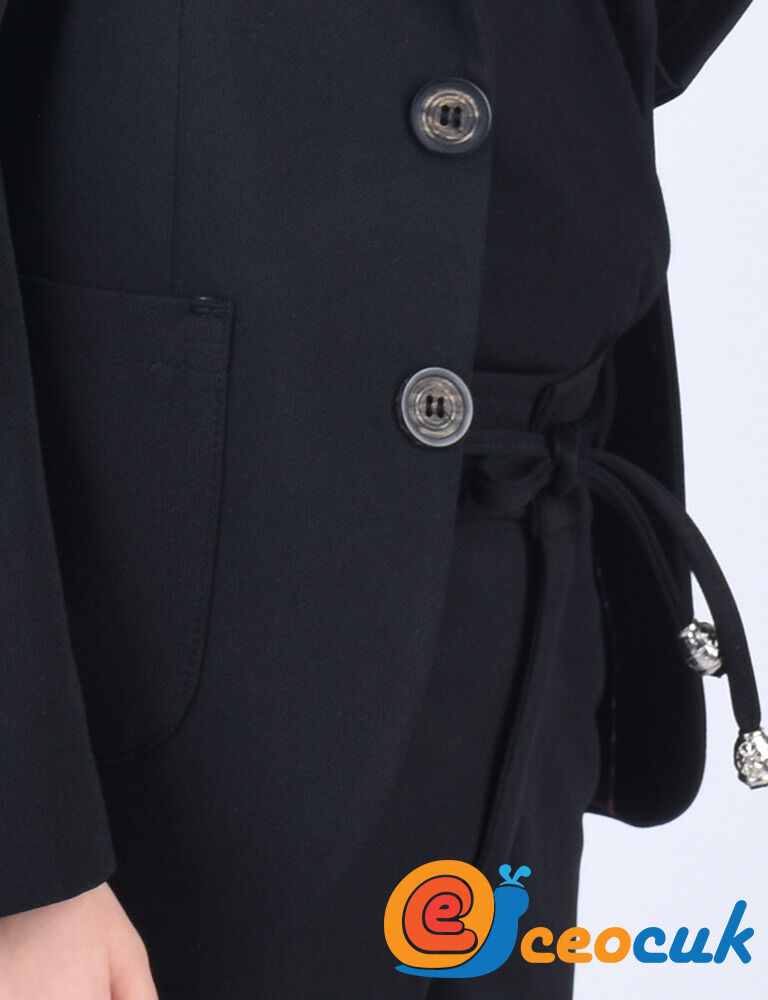 Siyah Jogger Bağcıklı Pantolon Çocuk Takım Elbise - 9