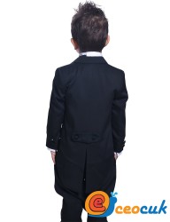 Siyah Renk Kuyruklu Çocuk Frak Takım Elbise - Thumbnail