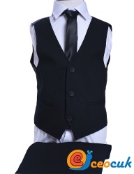 Siyah Renk Yelekli Çocuk Takım Elbise - Thumbnail