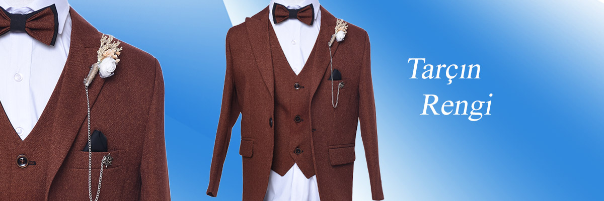  - Tarçın Rengi Beyaz Gömlek Çocuk Takım Elbise